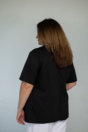 Блуза на молнии PLUS SIZE, черная  в Москве 2