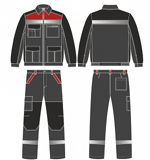 Костюм ProfLineBase-1 (тк.Твил,210) брюки, т.серый/черный/красный PROFLINE в Москве
