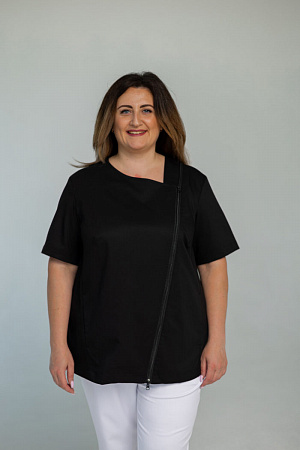 Блуза на молнии PLUS SIZE, черная  в Москве 1