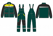 Костюм ProfLineBase-2 (тк.Твил,210) п/к, зеленый/черный/желтый